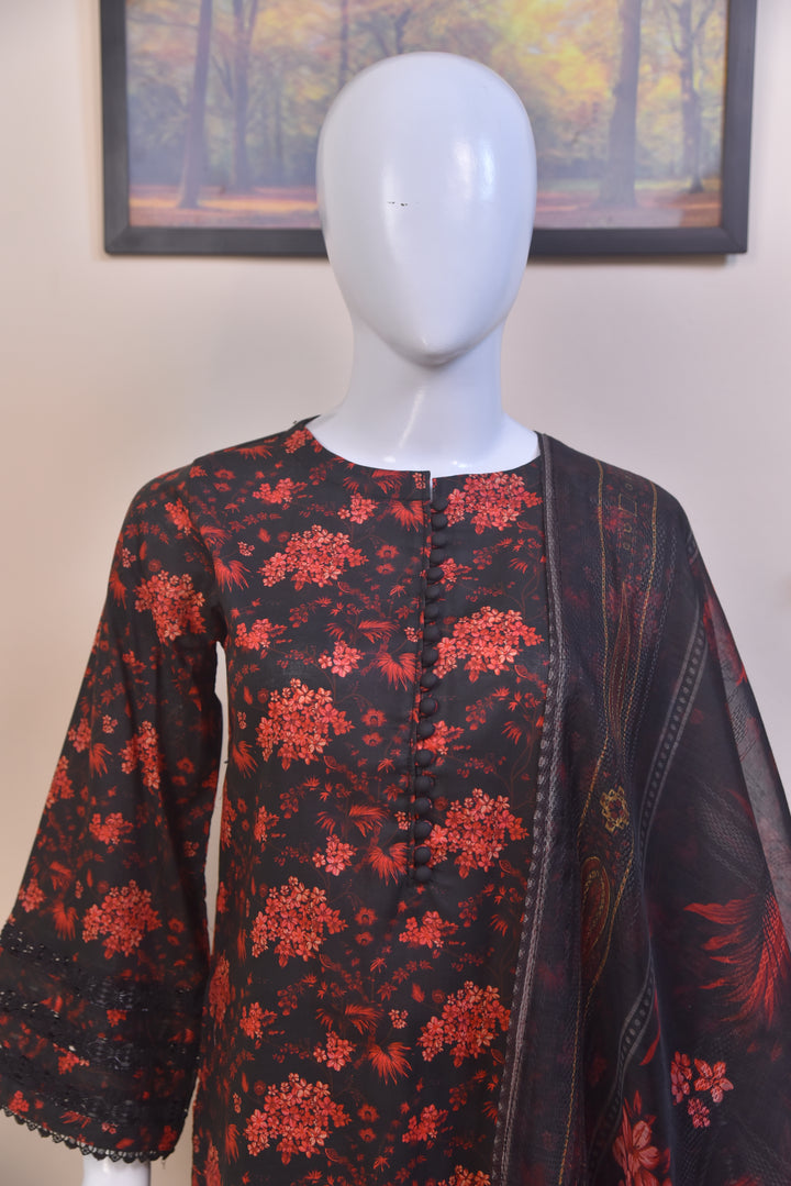 1 best black floral stitched suit