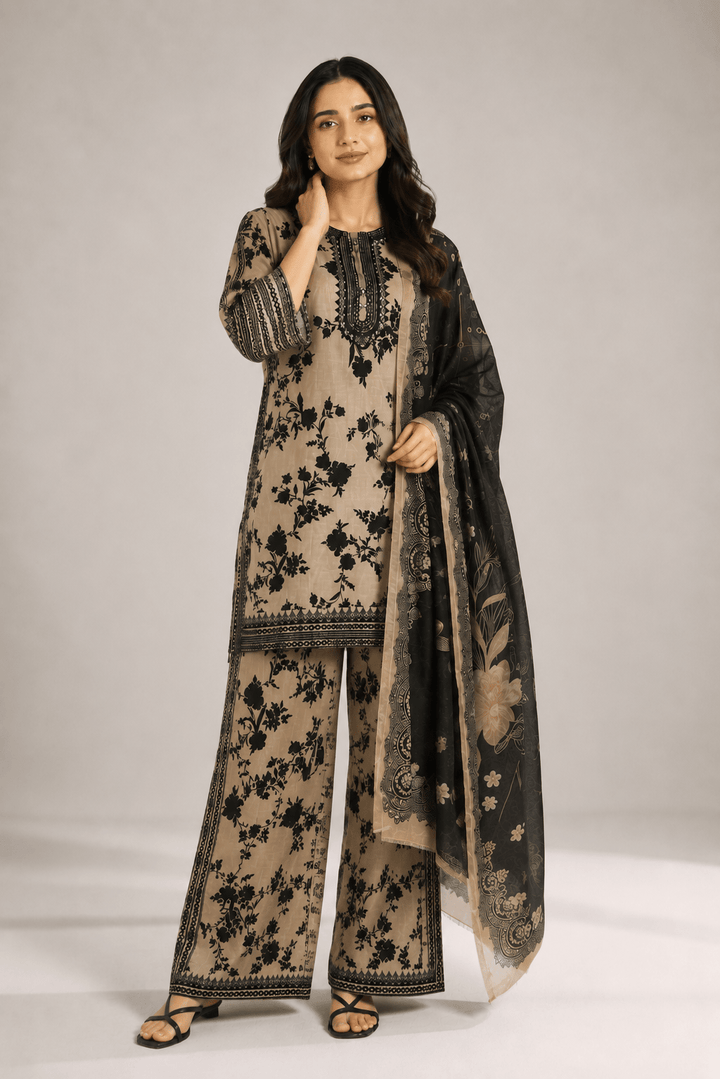 best fawn and black stitched suit