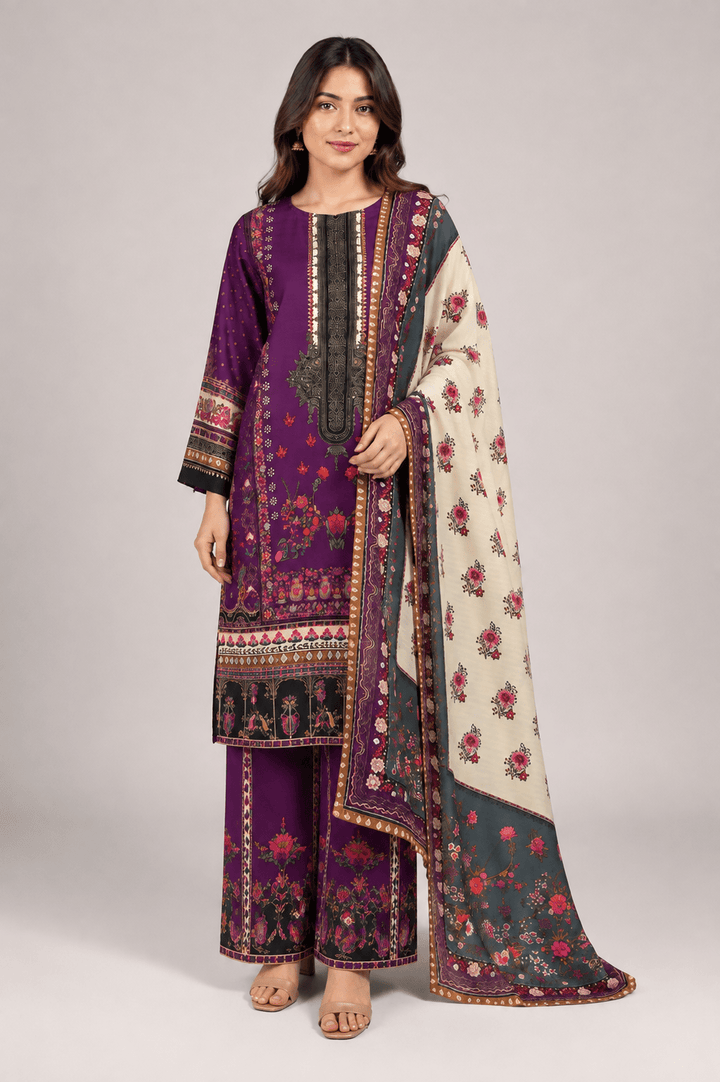 1 best plum printed stitched suit