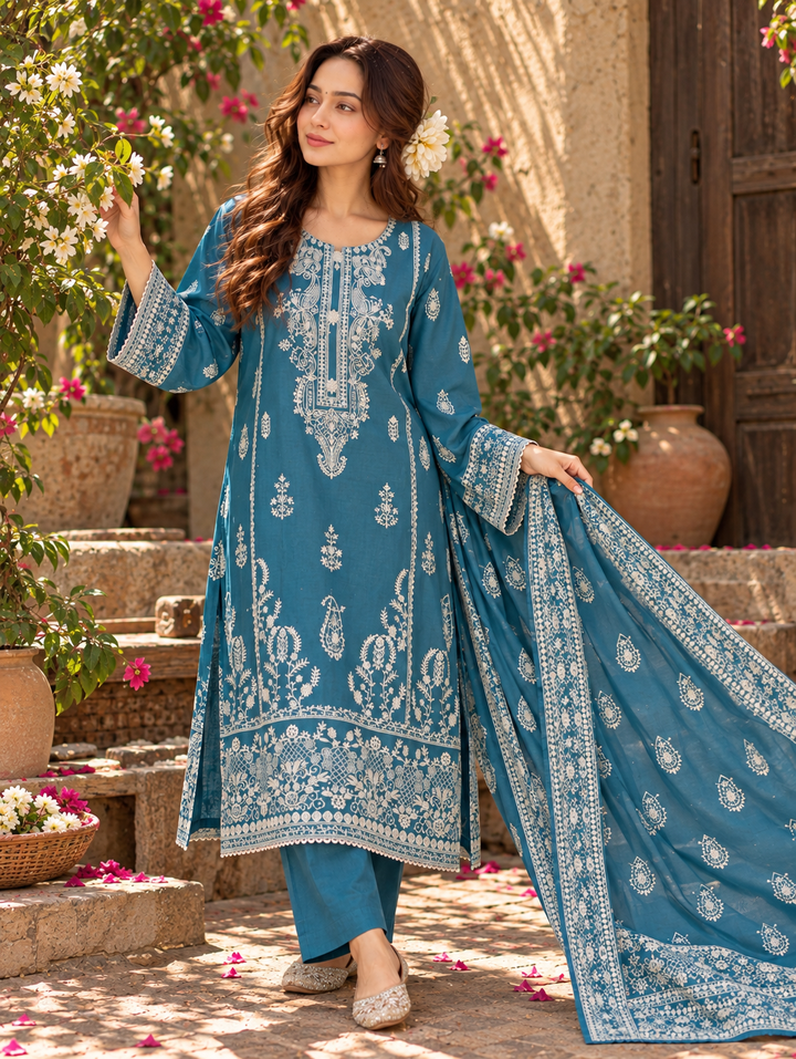 1 best ocean blue stitched suit