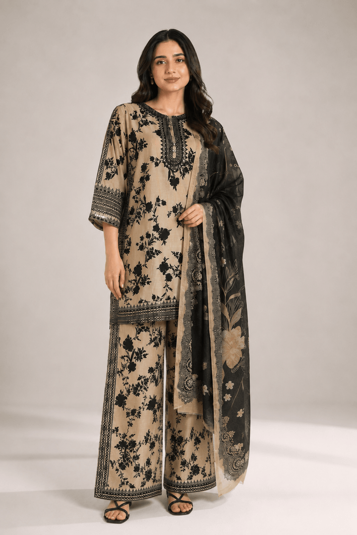 best fawn and black stitched suit