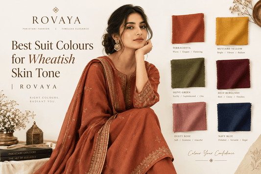 best suit colours for wheatish skin tone - Rovaya