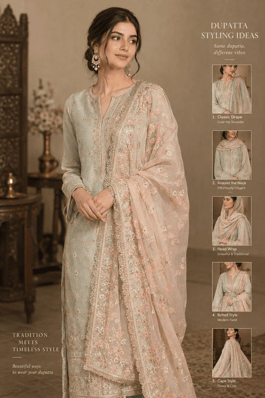 dupatta styling ideas - Rovaya