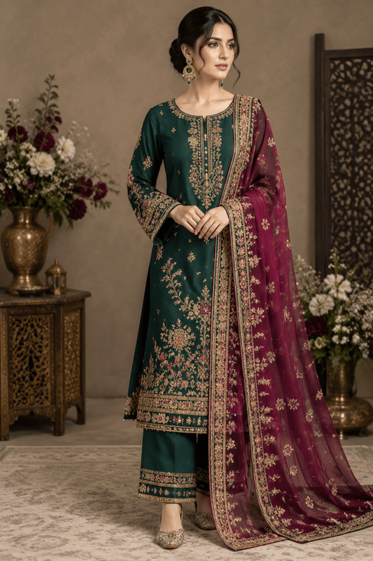 embroidered suits for wedding guests - Rovaya