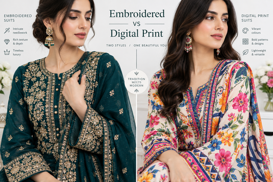 embroidered vs digital print suits - Rovaya