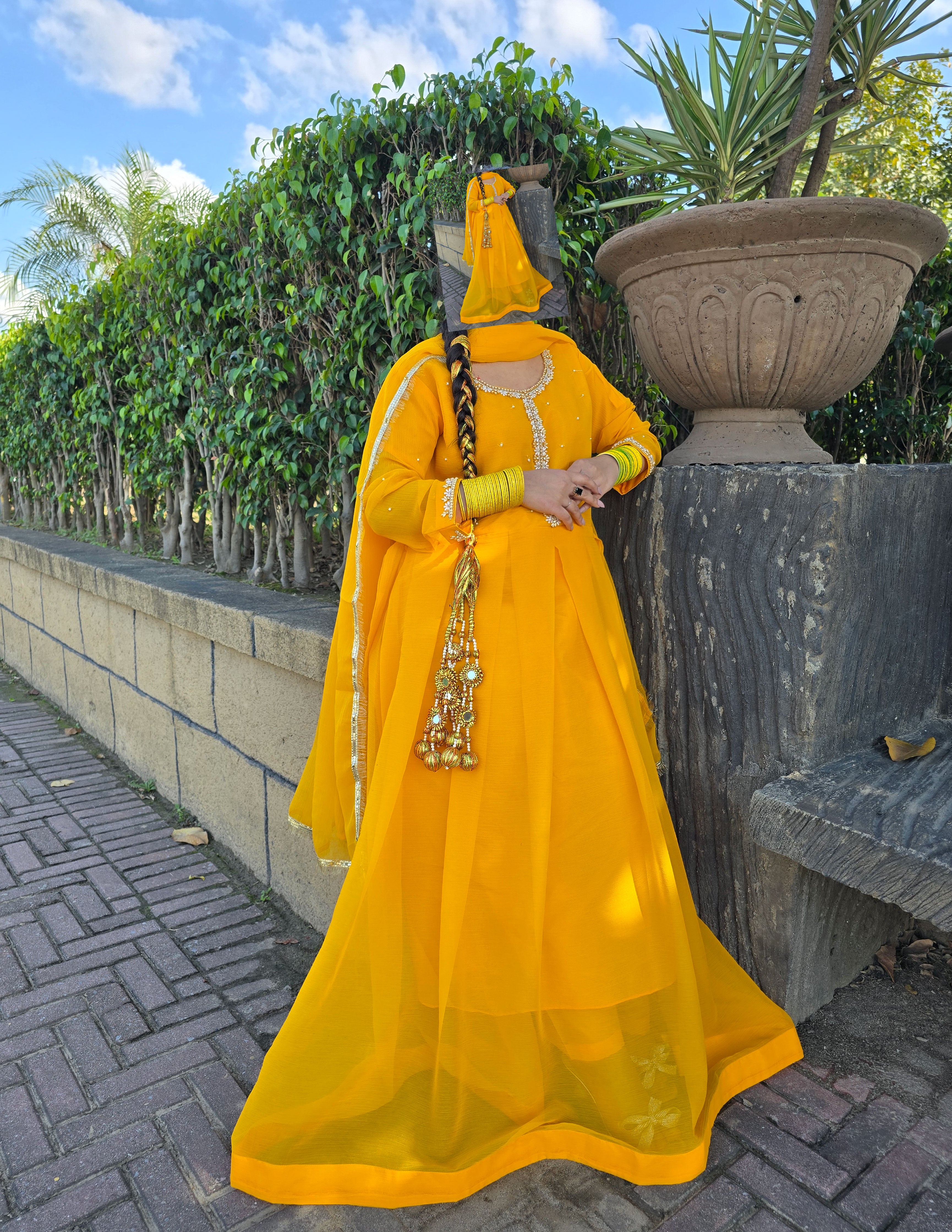 Yellow Mehndi Dress – Festive Net Frock