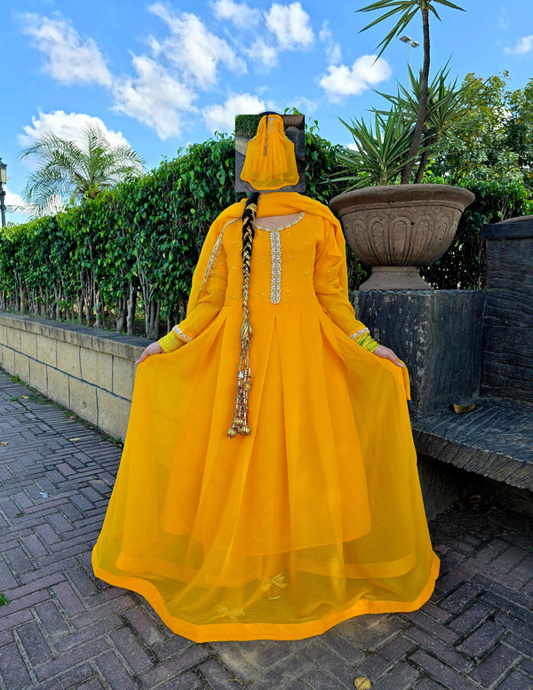 Yellow Mehndi Dress – Festive Net Frock