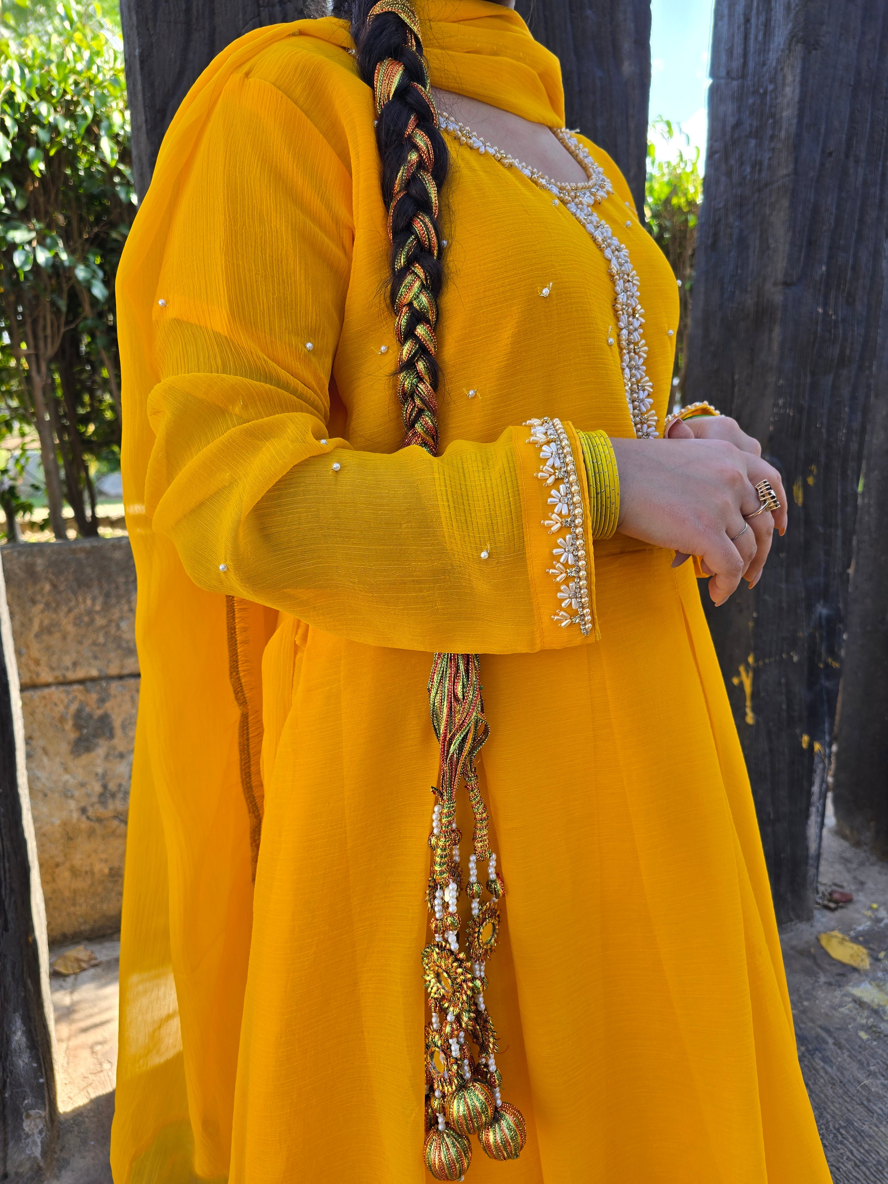 Yellow Mehndi Dress – Festive Net Frock