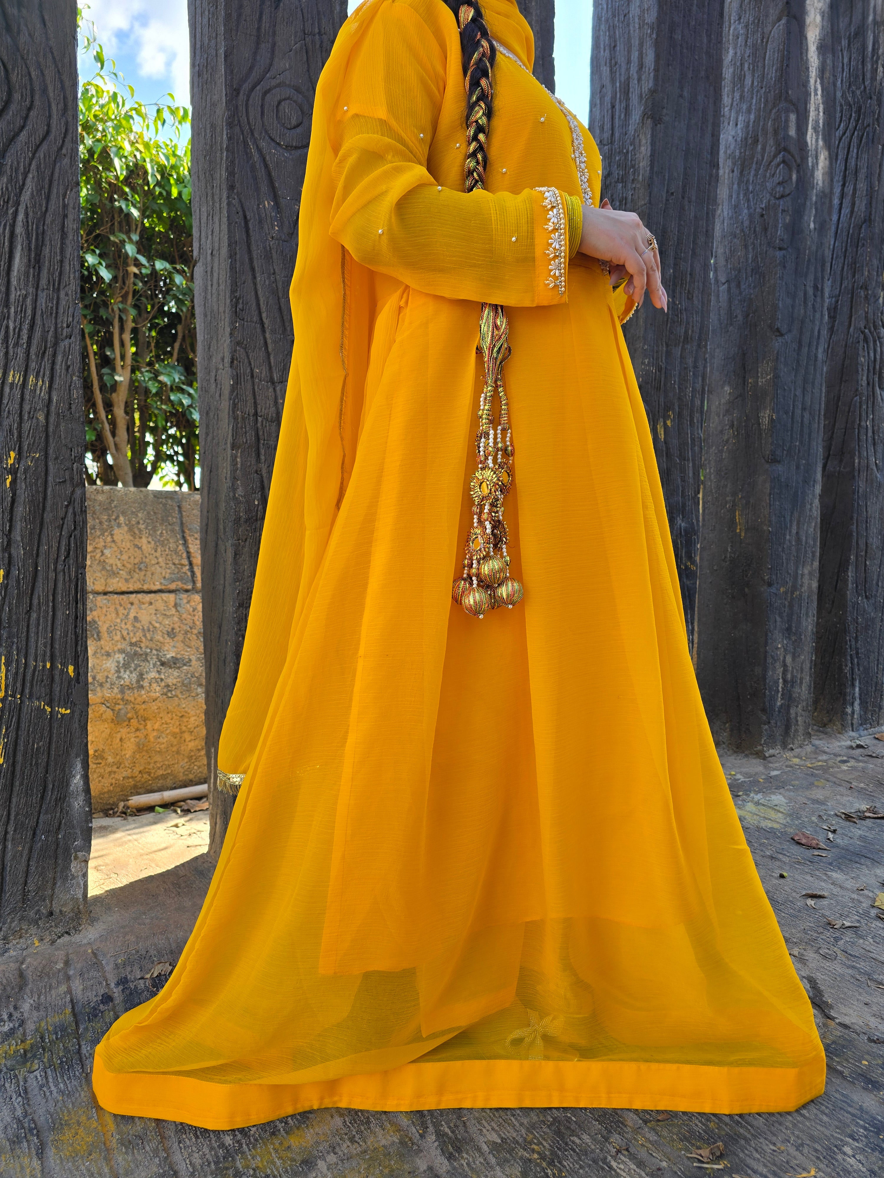 Yellow Mehndi Dress – Festive Net Frock