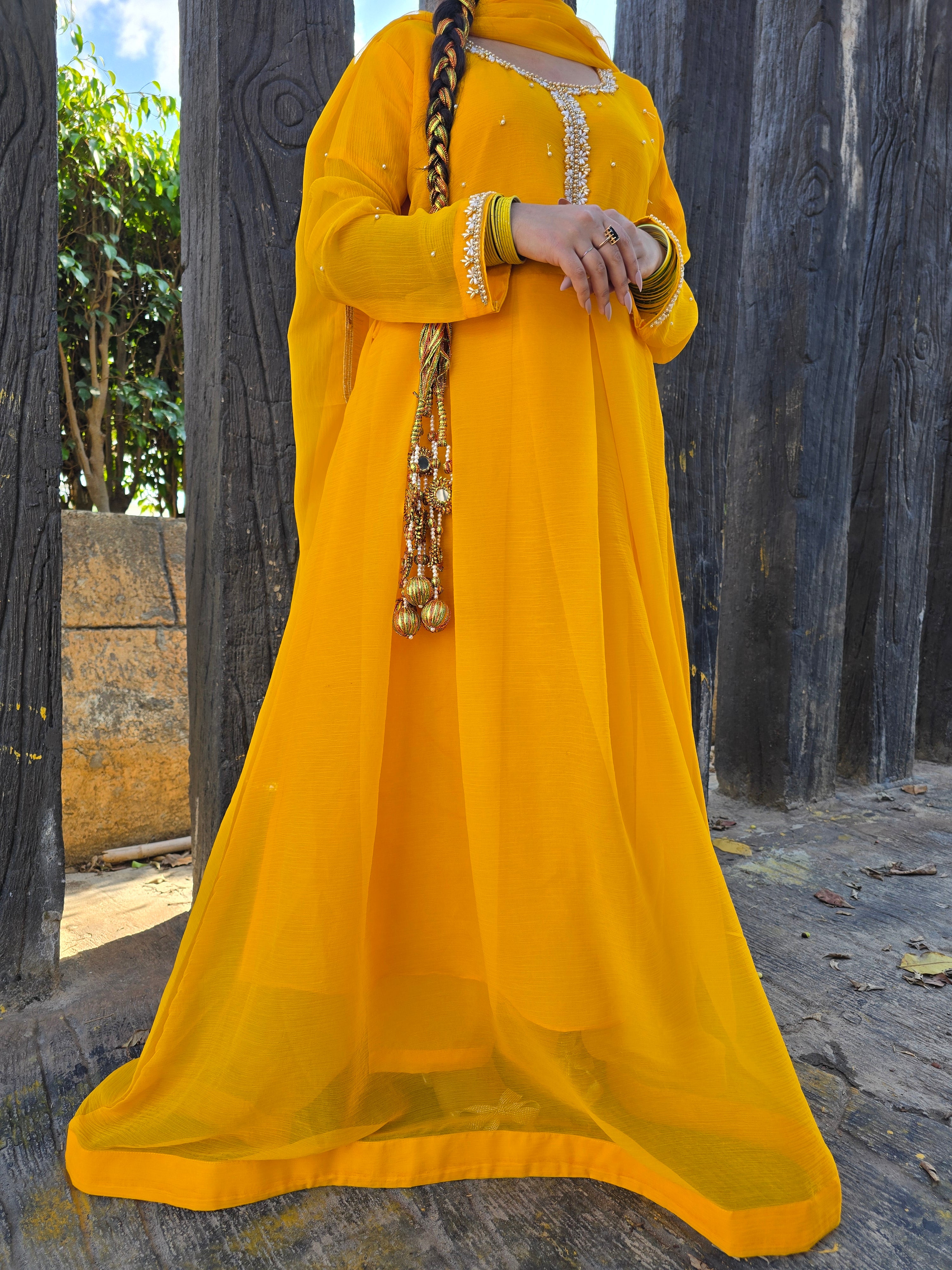Yellow Mehndi Dress – Festive Net Frock