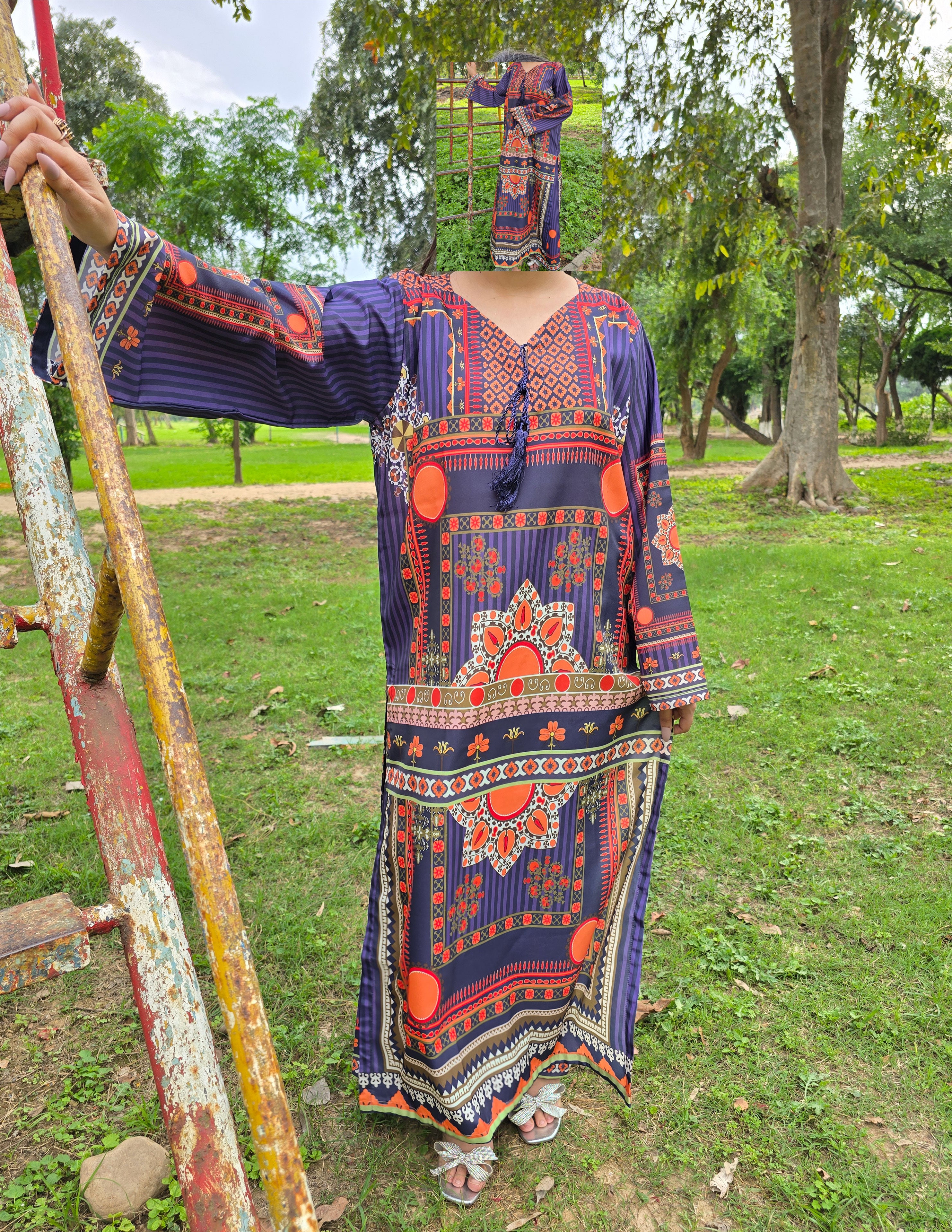 Midnight Sunset Digital Print – Long 2-Piece Summer Suit