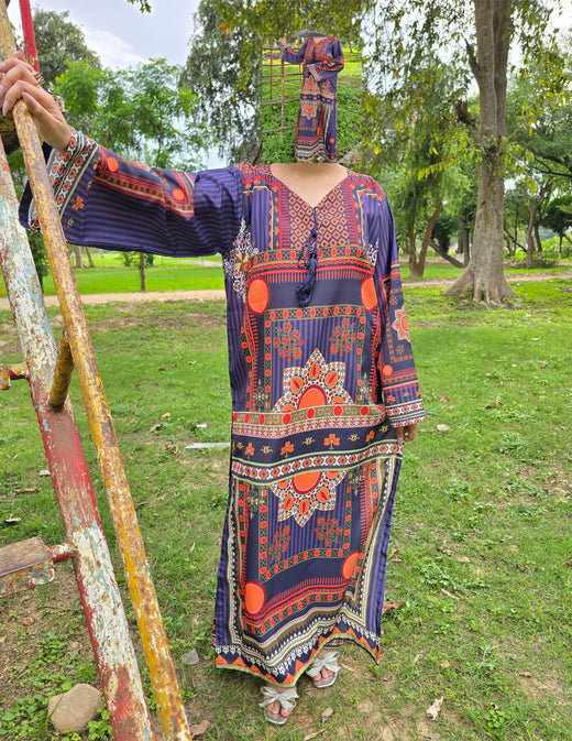 Midnight Sunset Digital Print – Long 2-Piece Summer Suit