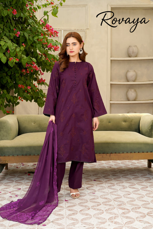 Plum Embroidered Suit | 3-Piece