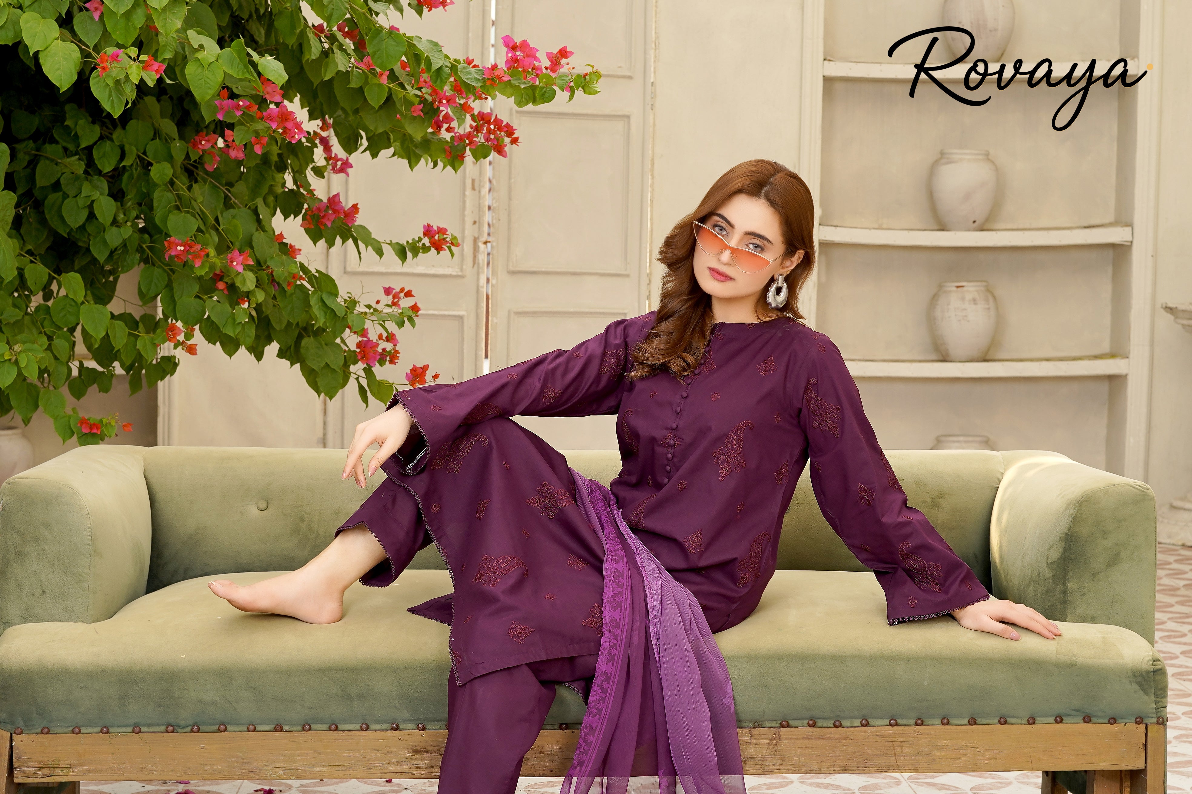 Plum Embroidered Suit | 3-Piece