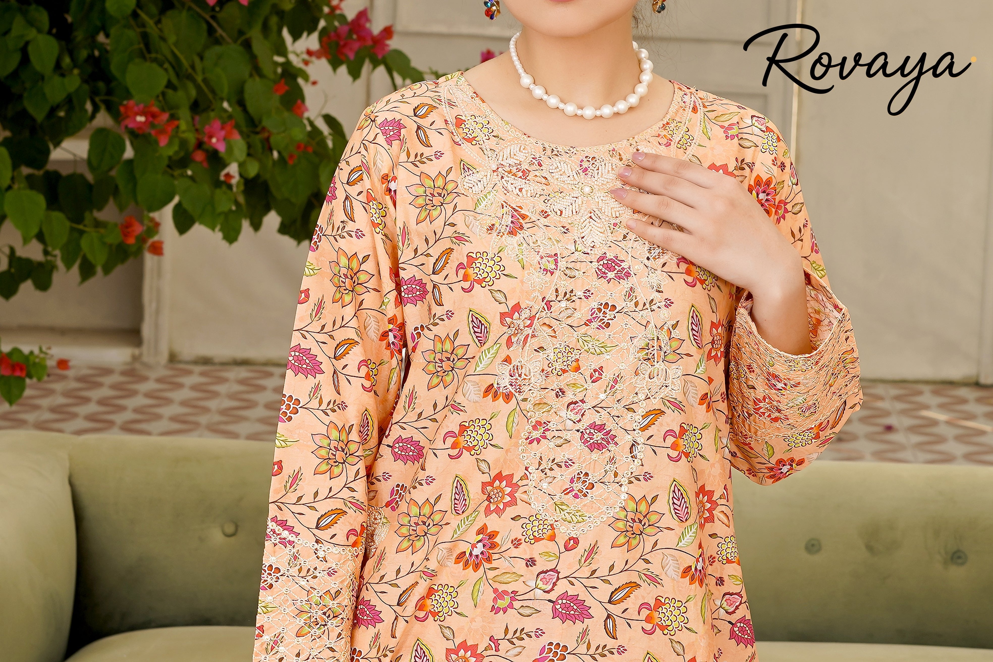 Peach Printed Suit | 3-Piece Set