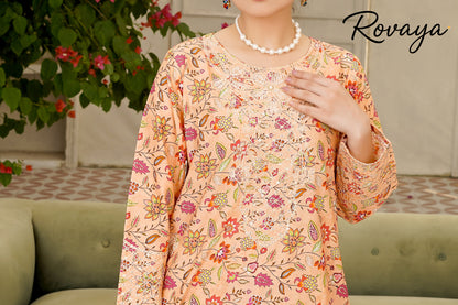 Peach Floral Bloom - Embroidered Lawn Suit (3-Piece)