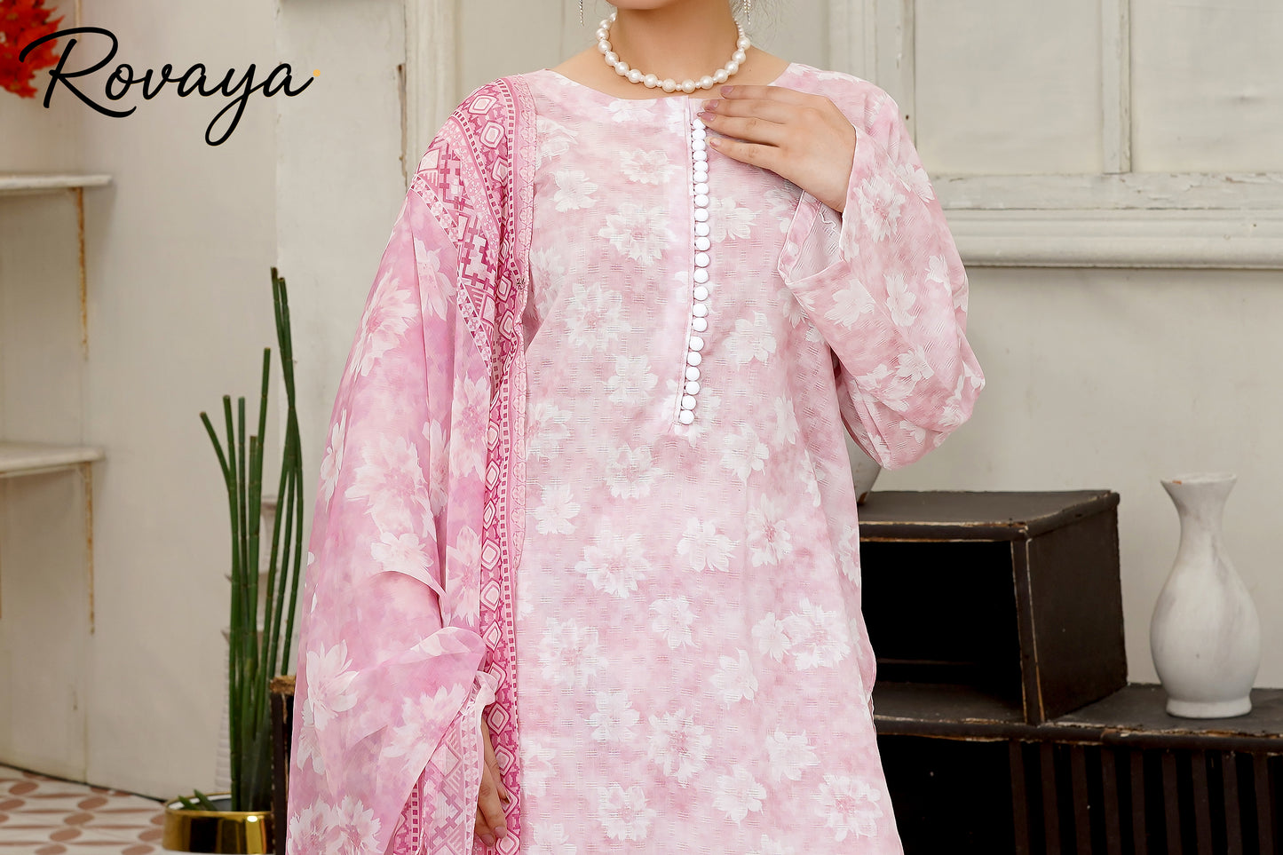 Blush Petals – Soft Floral Cotton Suit