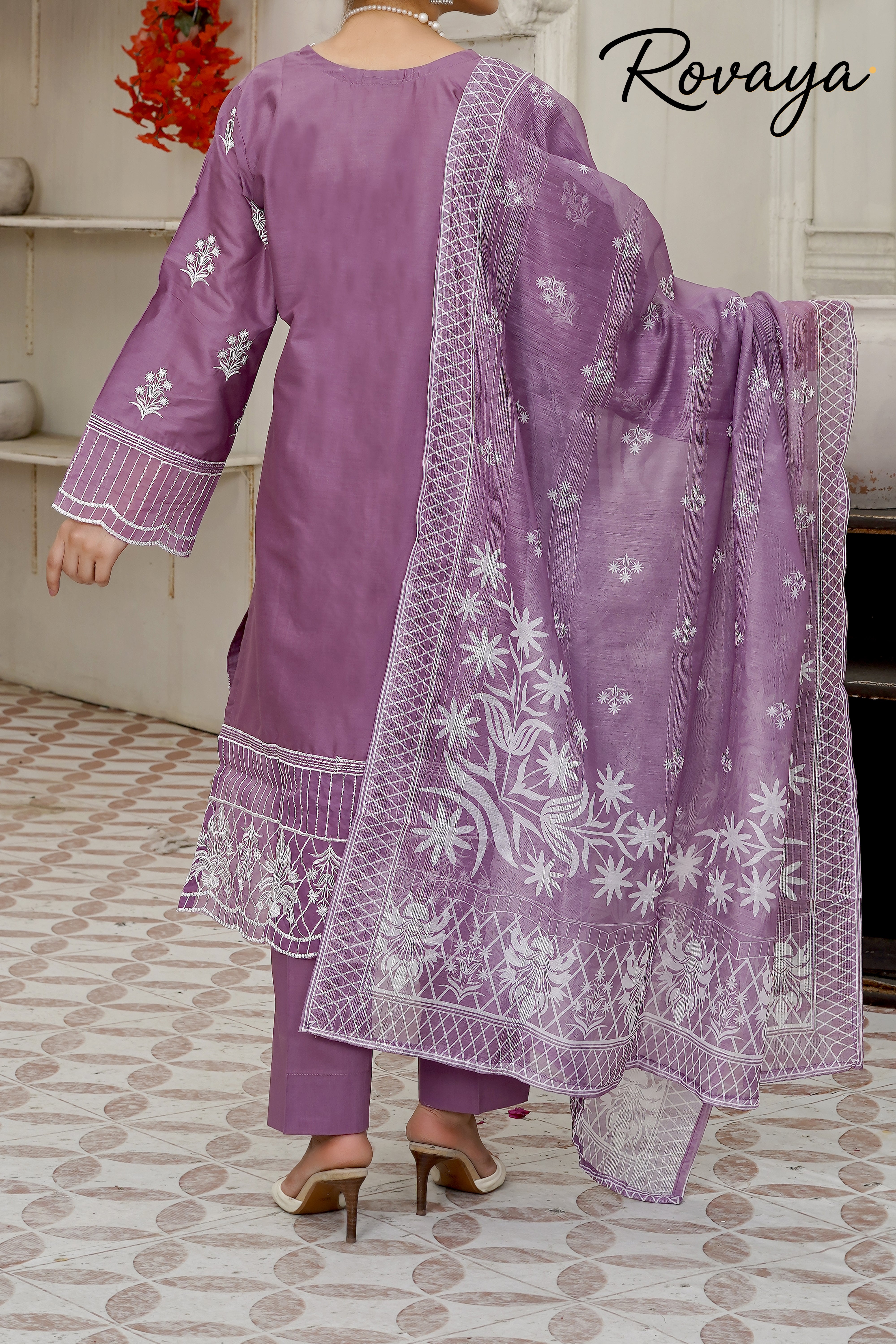Mauve Embroidered Suit | 3-Piece