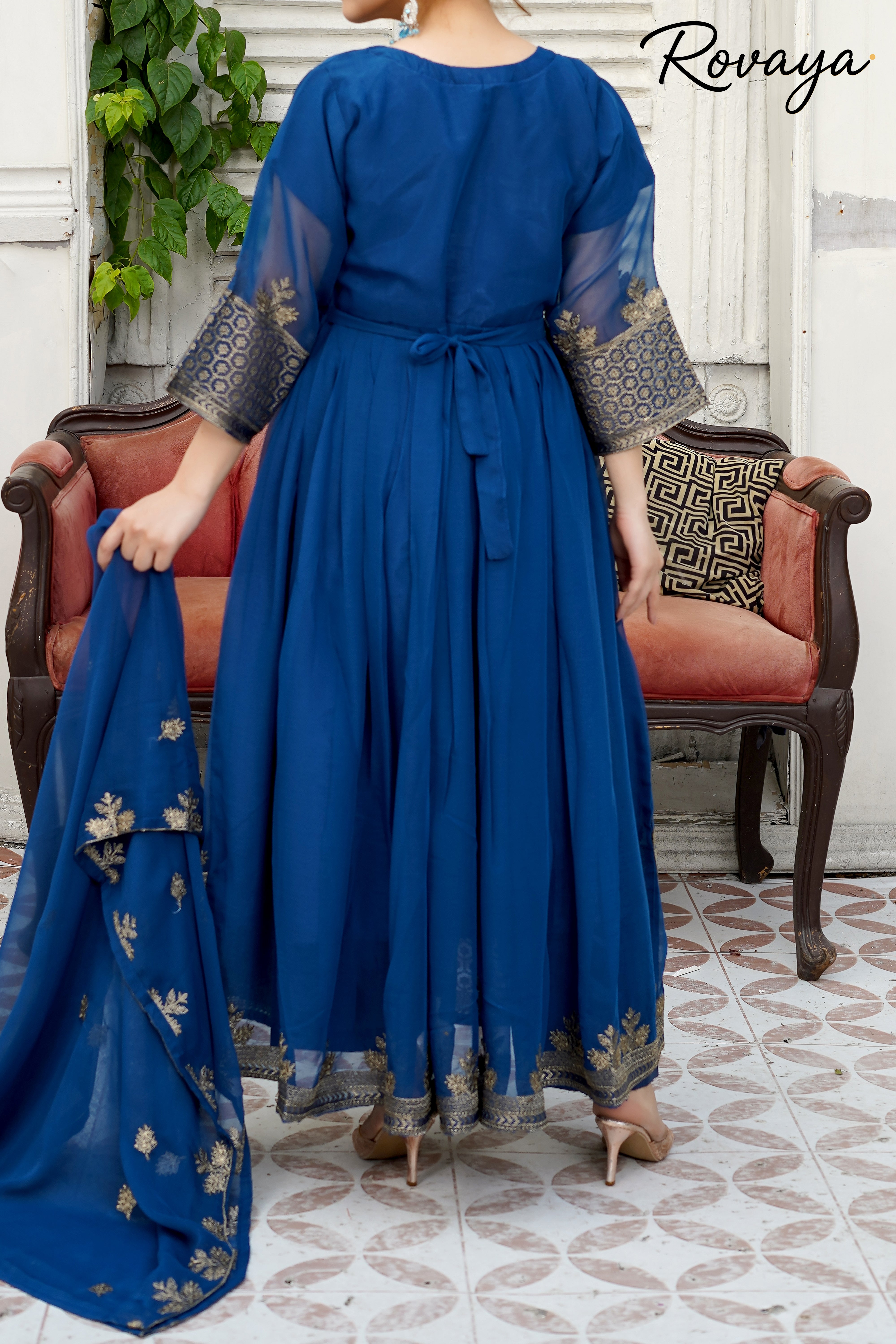 Royal Blue Anarkali Frock | Rovaya
