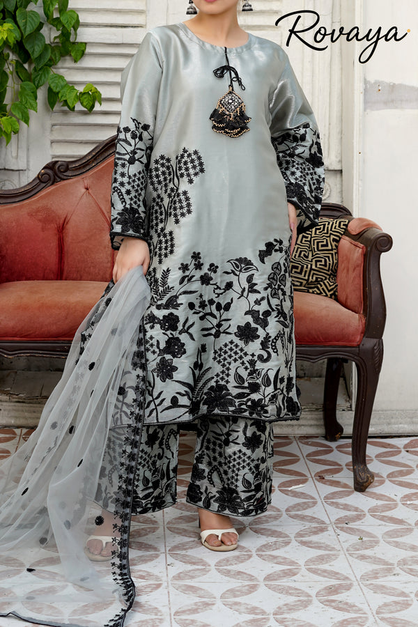 Grey Embroidered Suit | 3-Piece