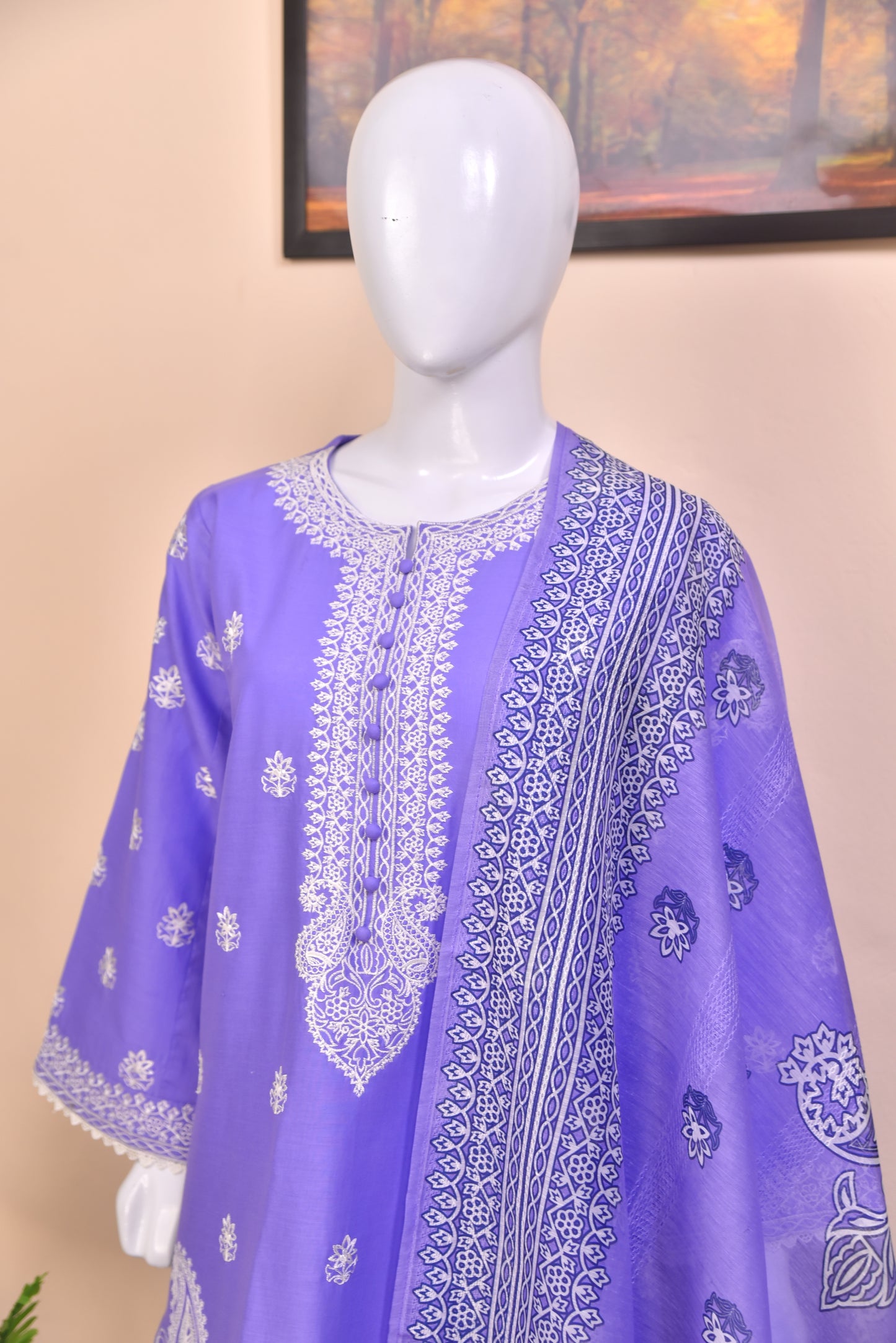 LUXURY EMBROIDERED SOLID COTTON 3PC