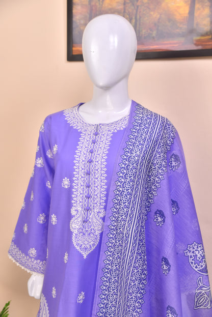 LUXURY EMBROIDERED SOLID COTTON 3PC