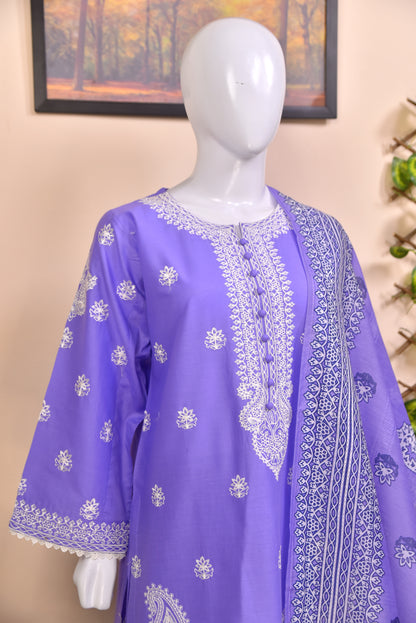 LUXURY EMBROIDERED SOLID COTTON 3PC