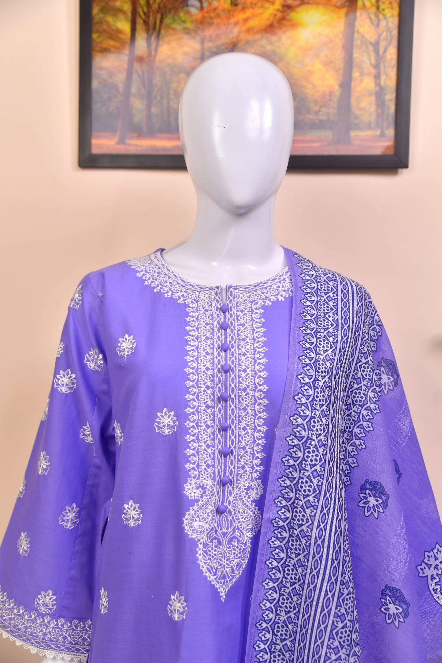 LUXURY EMBROIDERED SOLID COTTON 3PC
