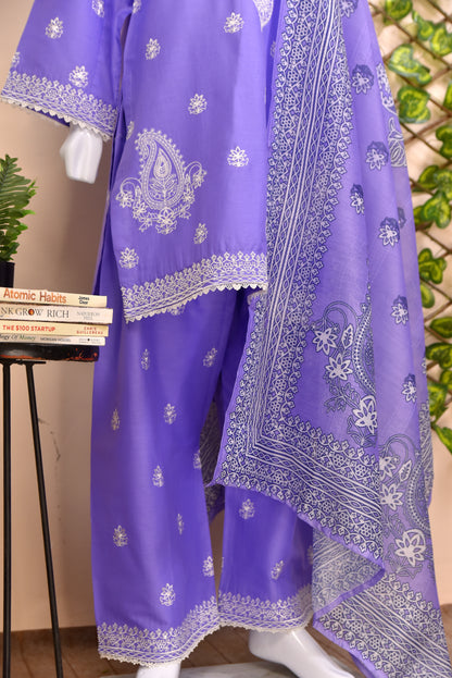 LUXURY EMBROIDERED SOLID COTTON 3PC