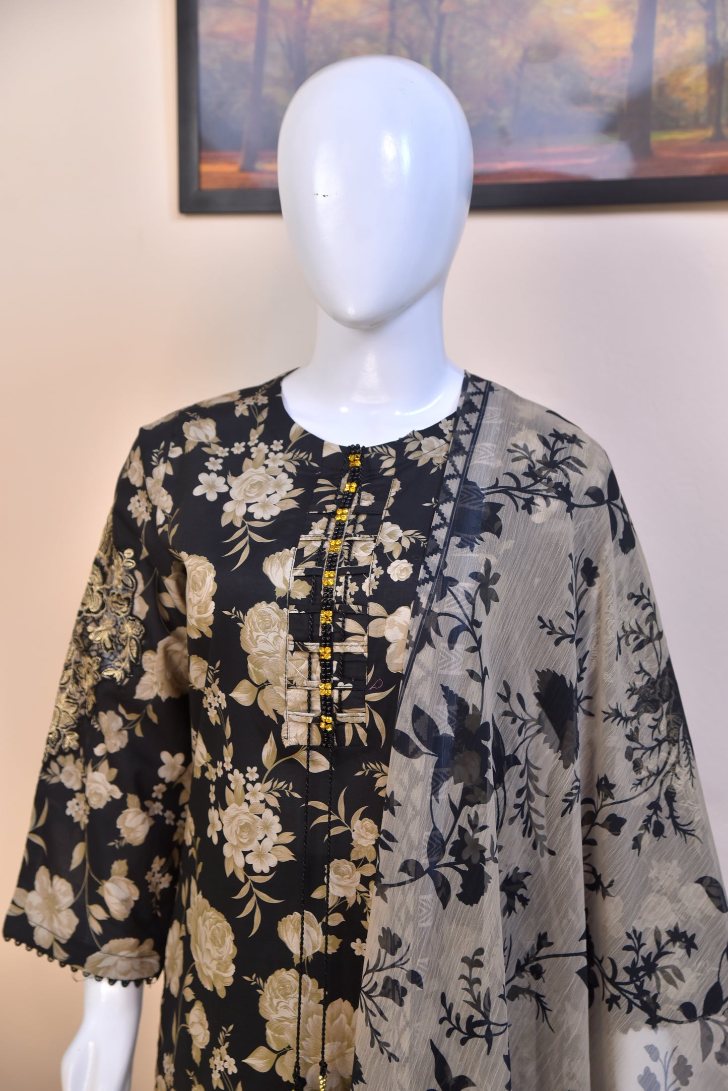 Luxury Floral Cotton 3PC with Embroidered Details