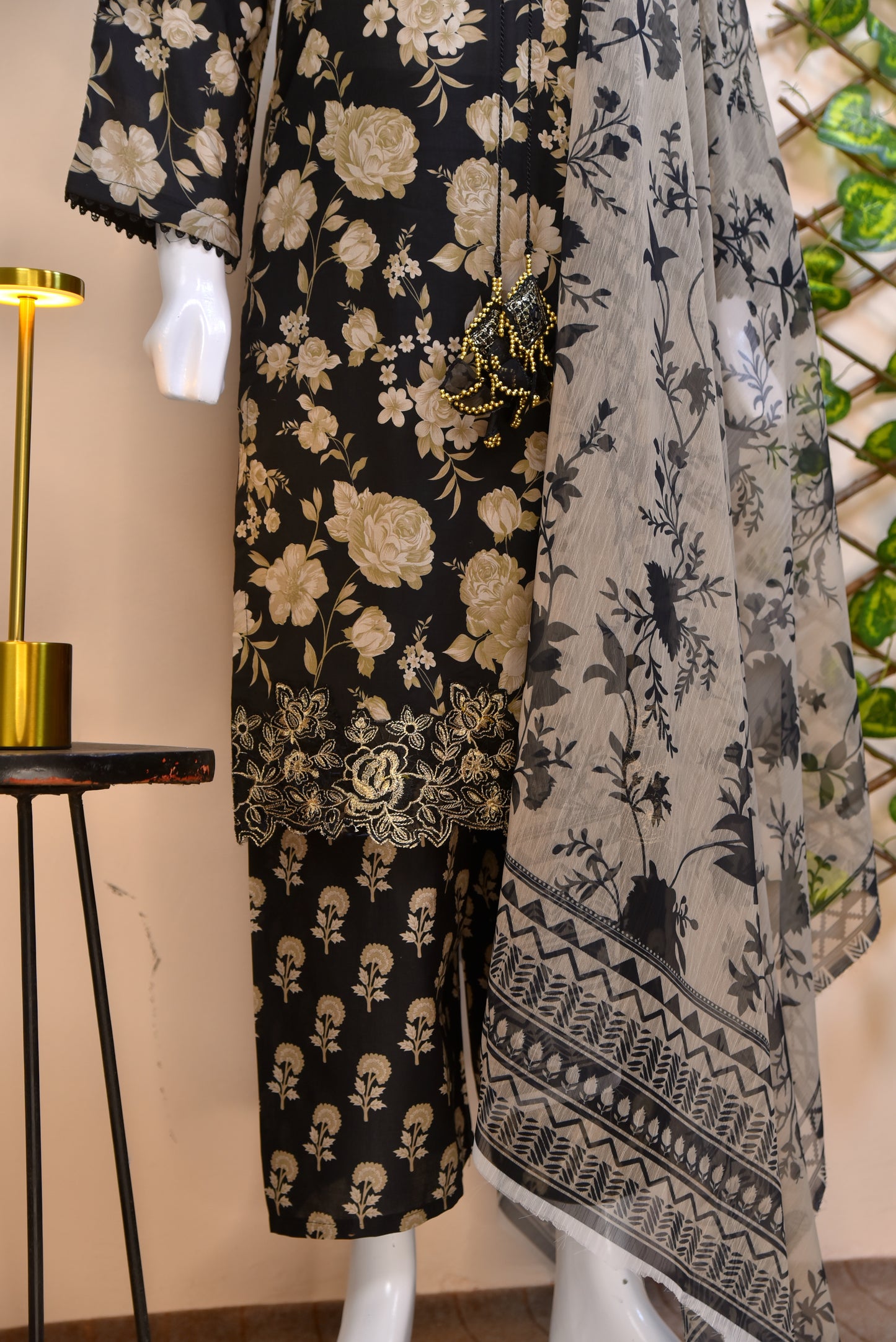 Luxury Floral Cotton 3PC with Embroidered Details