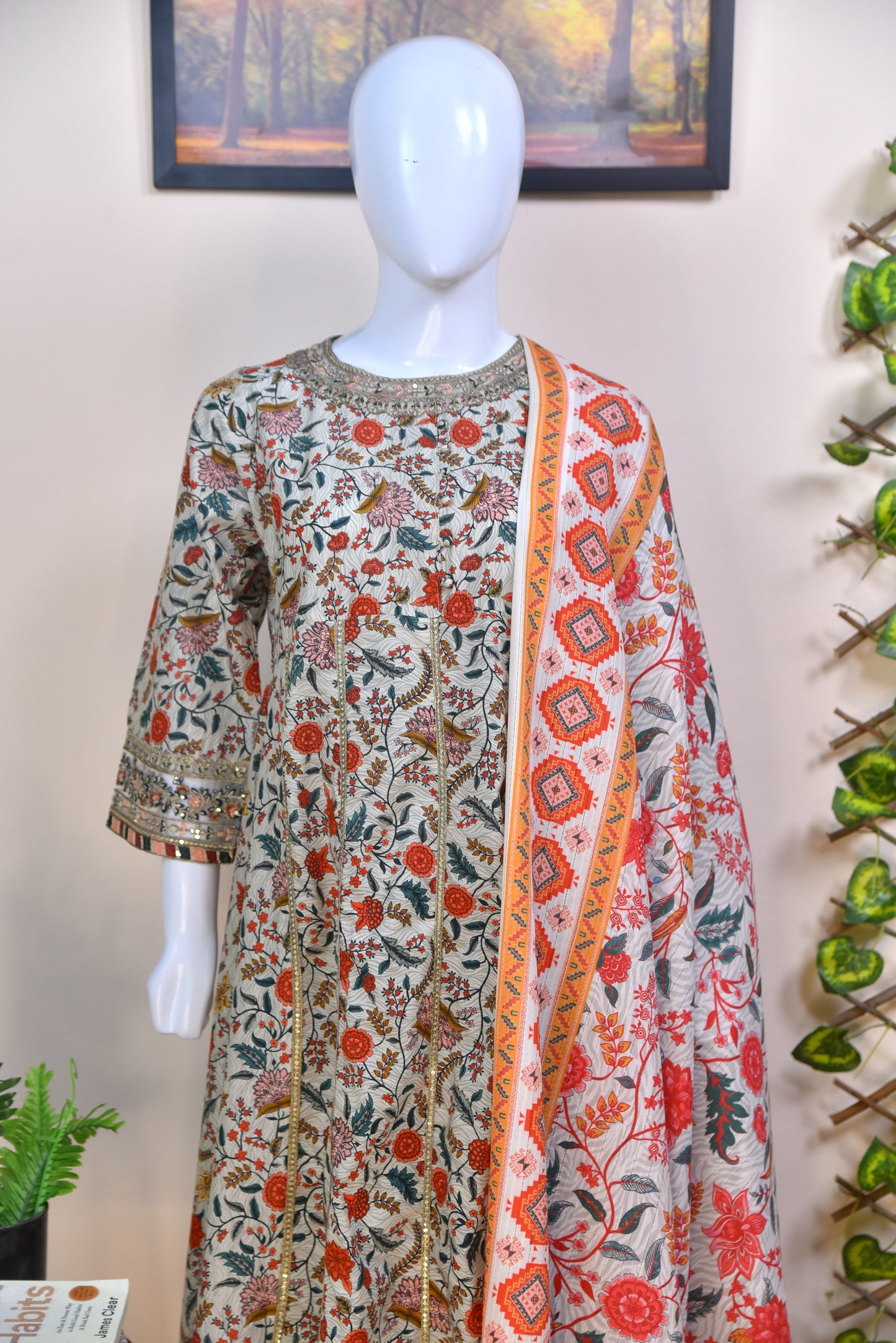 Luxury Printed Cotton 3PC with Lace Detailing
