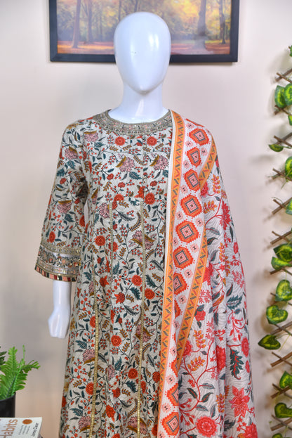 Luxury Printed Cotton 3PC with Lace Detailing