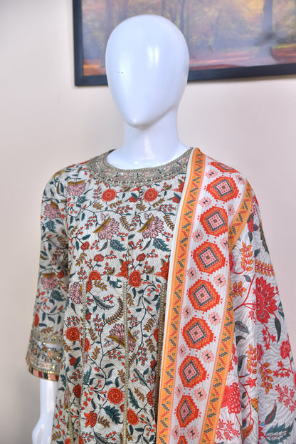 Luxury Printed Cotton 3PC with Lace Detailing