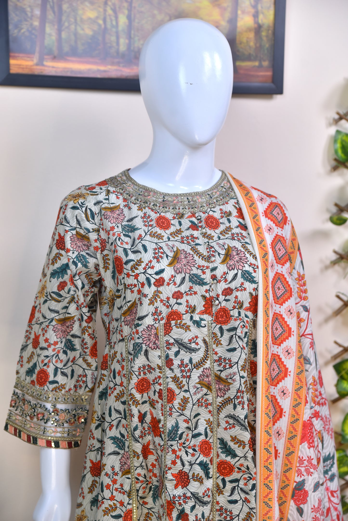 Luxury Printed Cotton 3PC with Lace Detailing