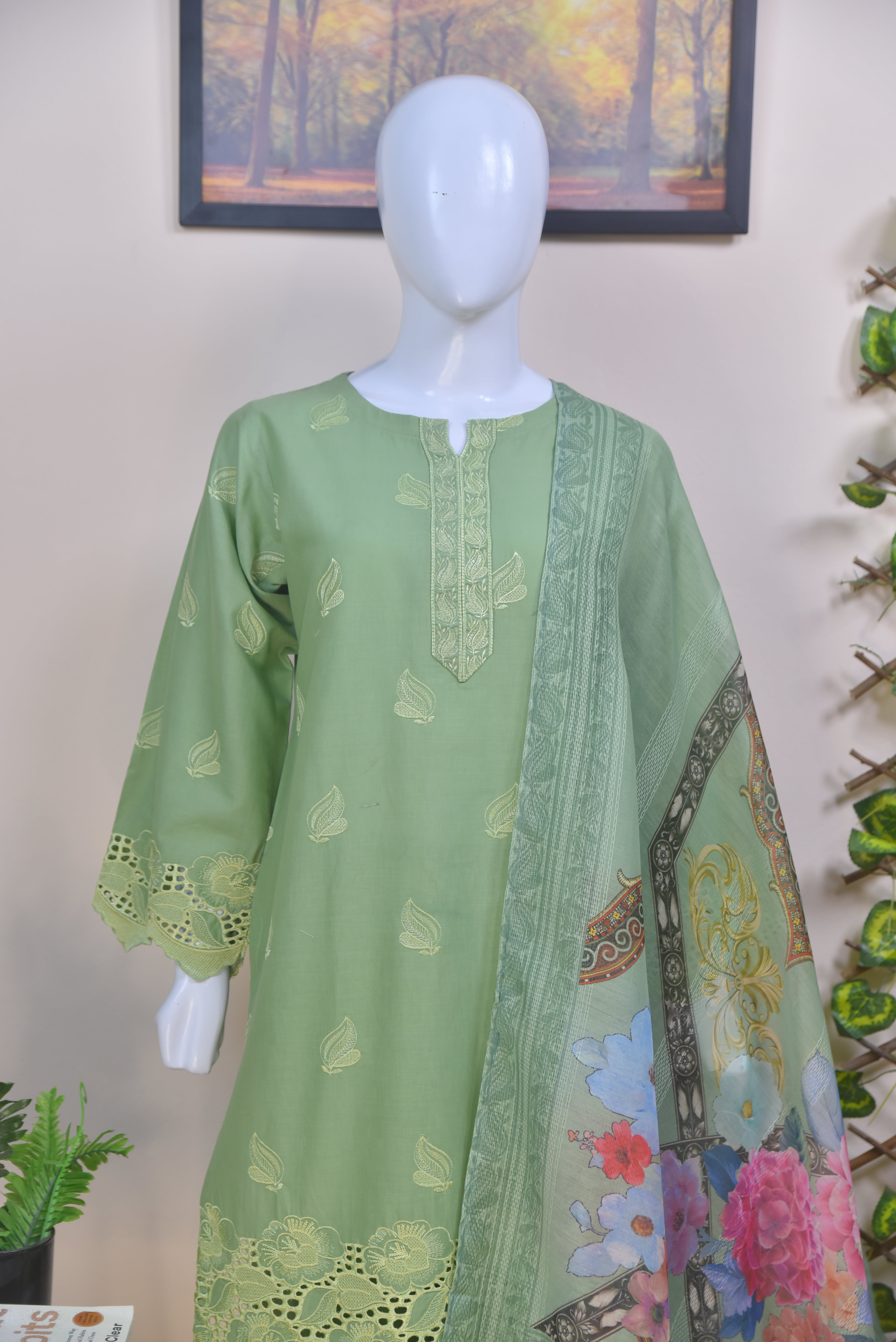 Cutwork Embroidered Cotton 3 Piece Suit – Ready to Wear