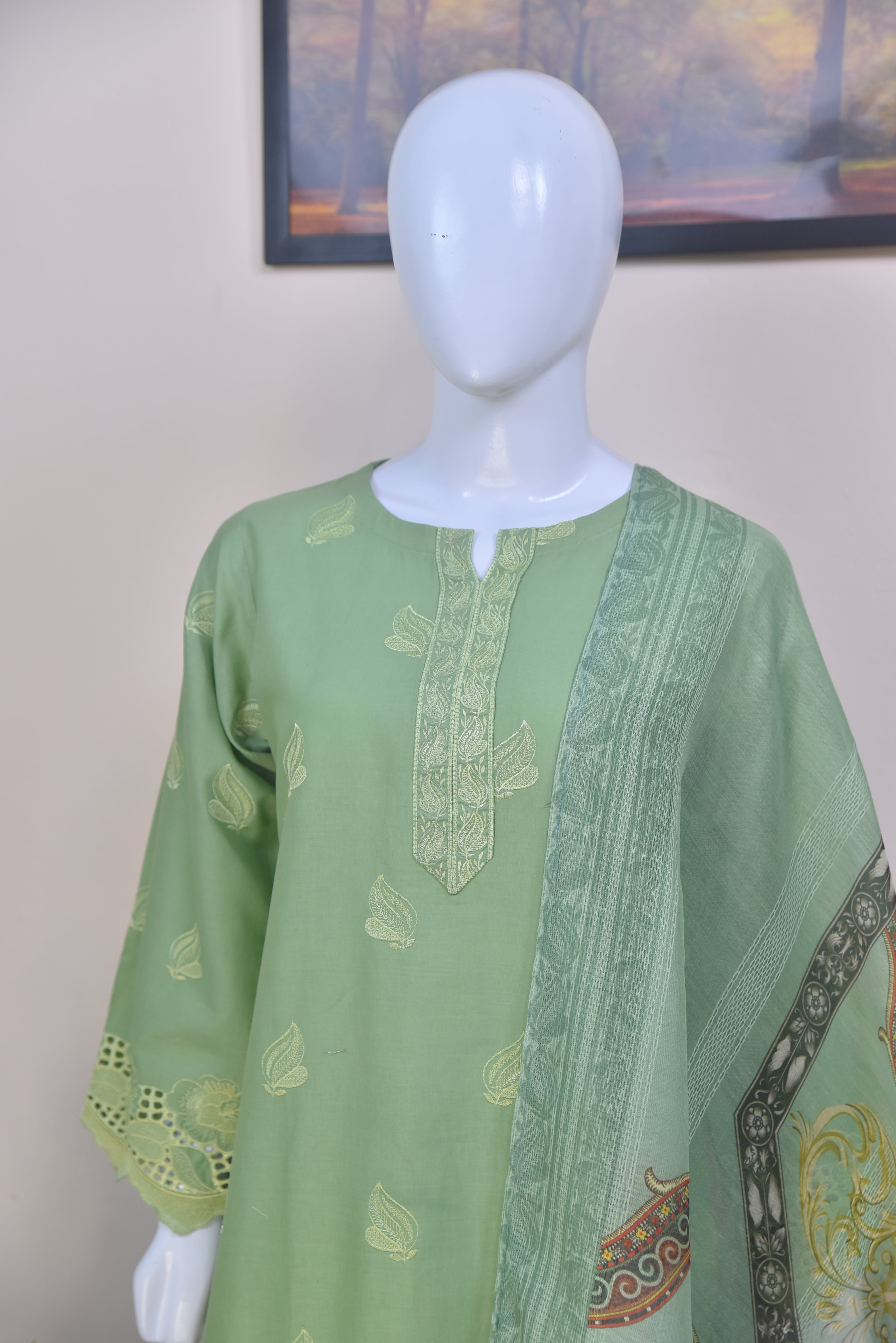 Cutwork Embroidered Cotton 3 Piece Suit – Ready to Wear