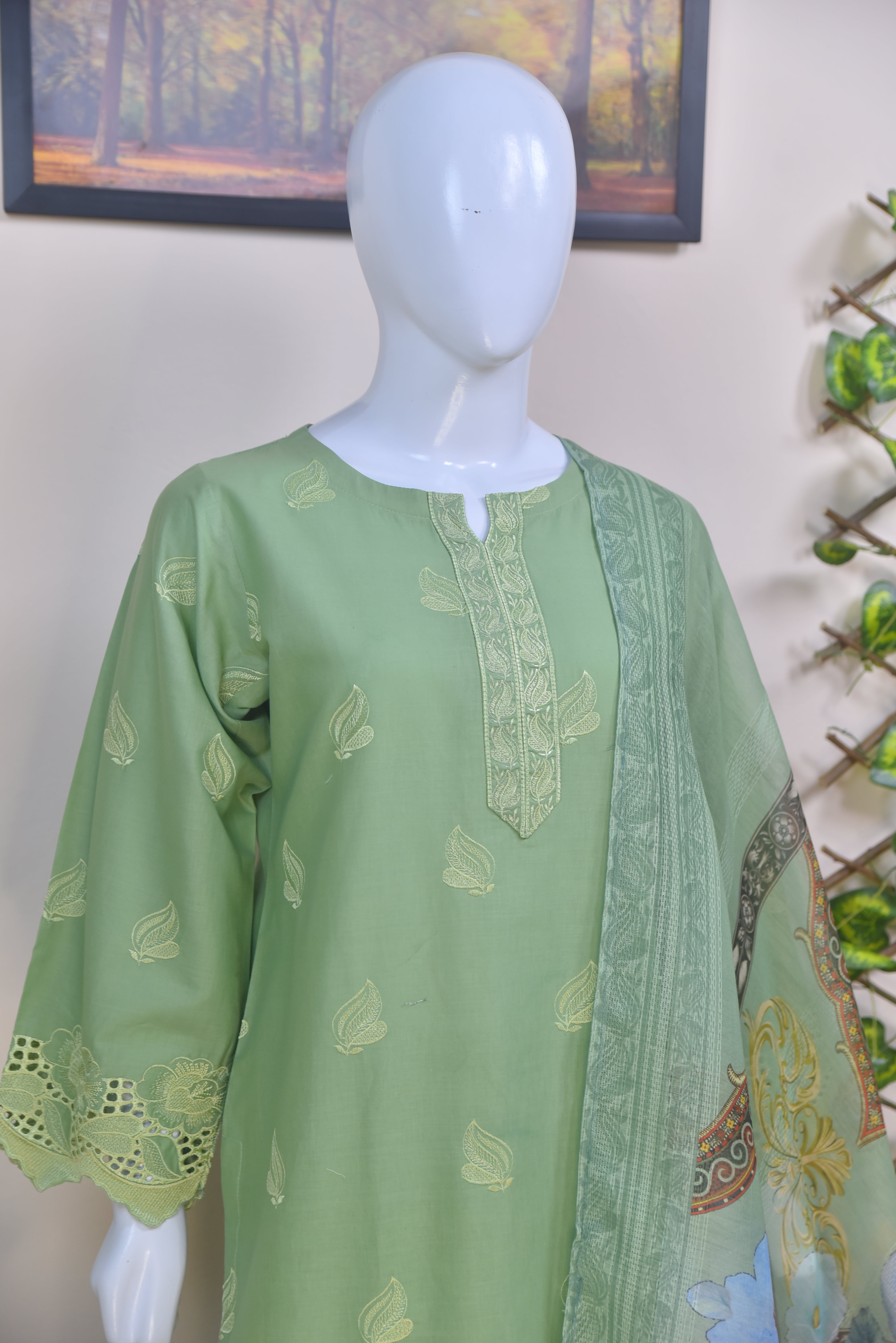 Cutwork Embroidered Cotton 3 Piece Suit – Ready to Wear