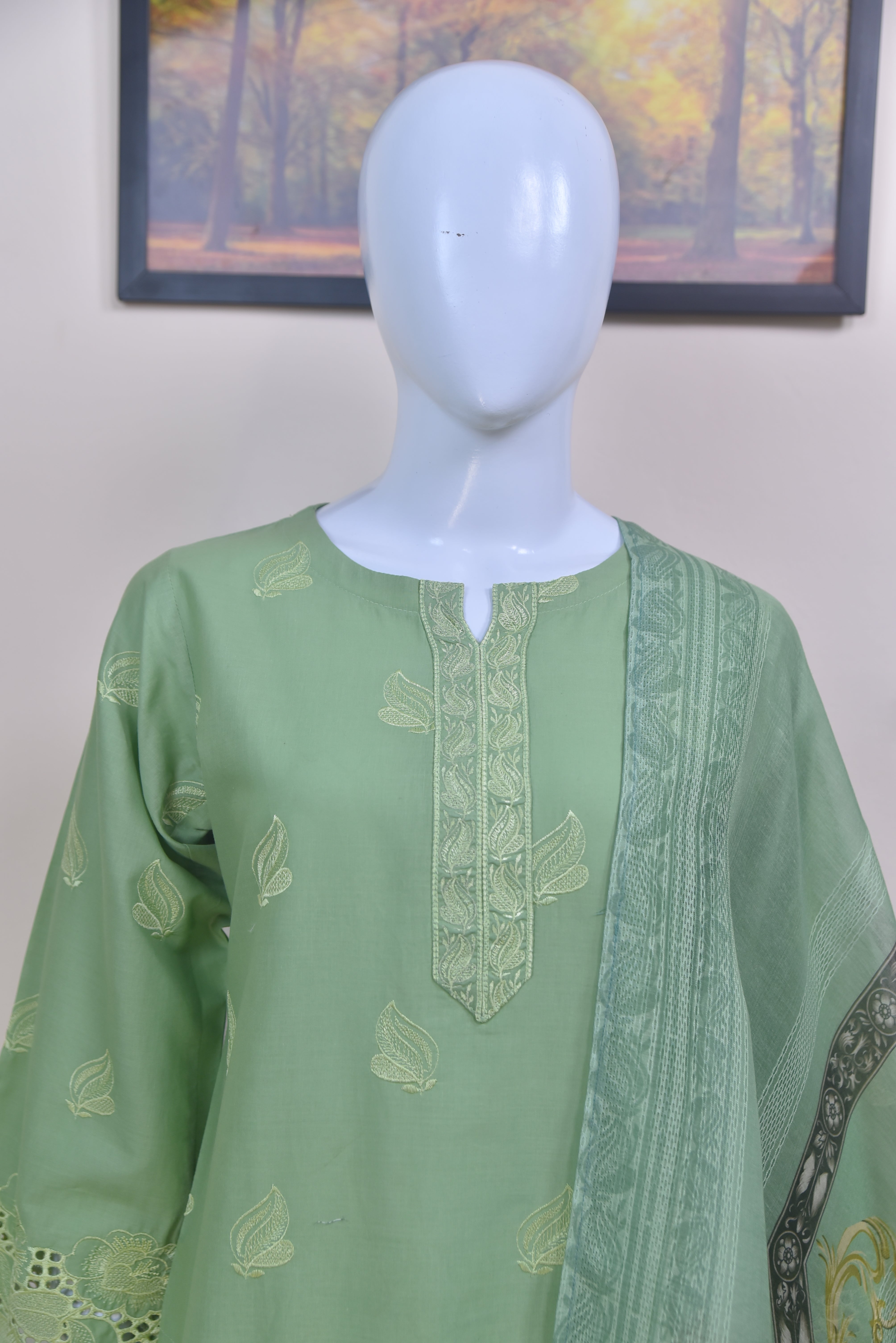 Cutwork Embroidered Cotton 3 Piece Suit – Ready to Wear