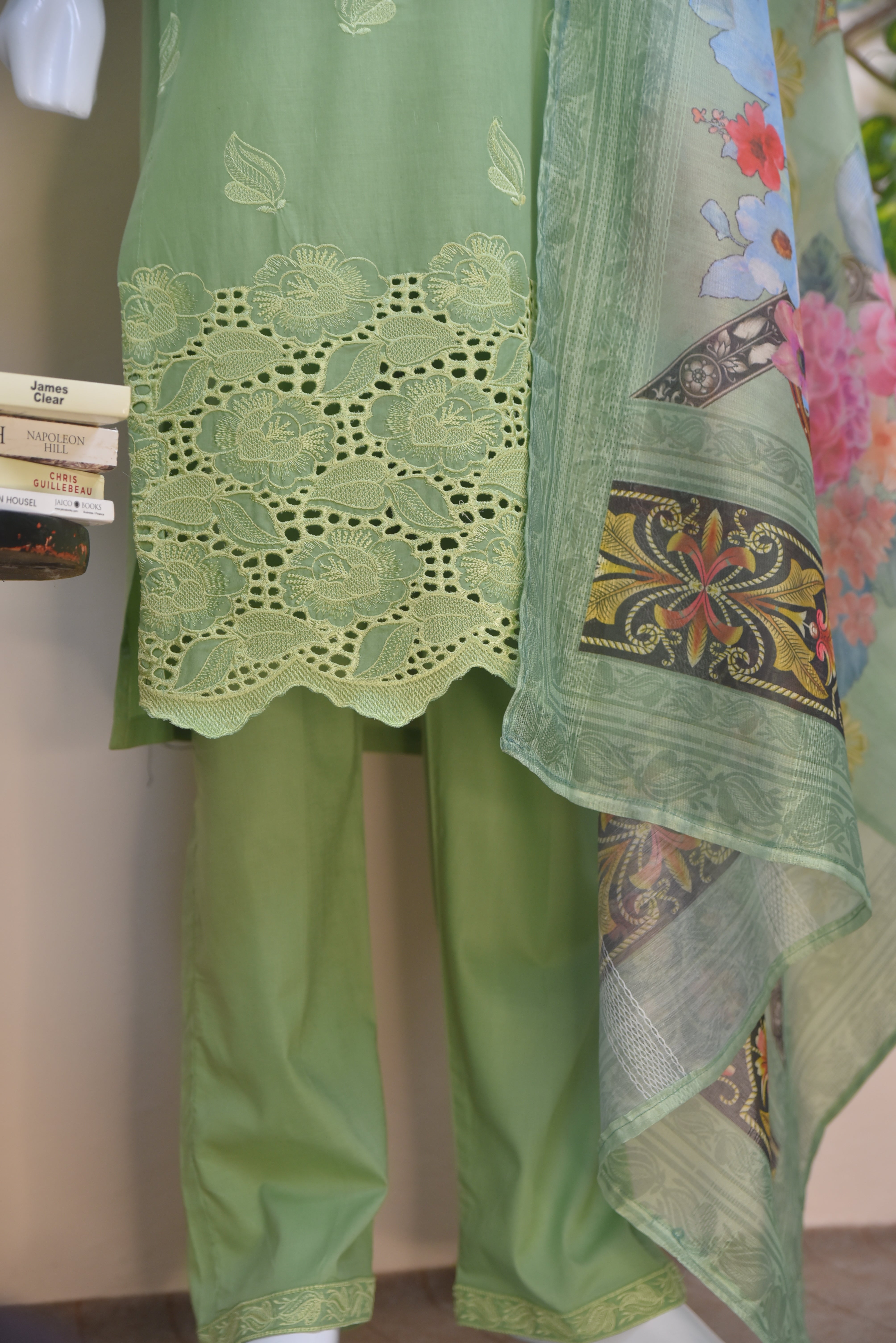 Cutwork Embroidered Cotton 3 Piece Suit – Ready to Wear