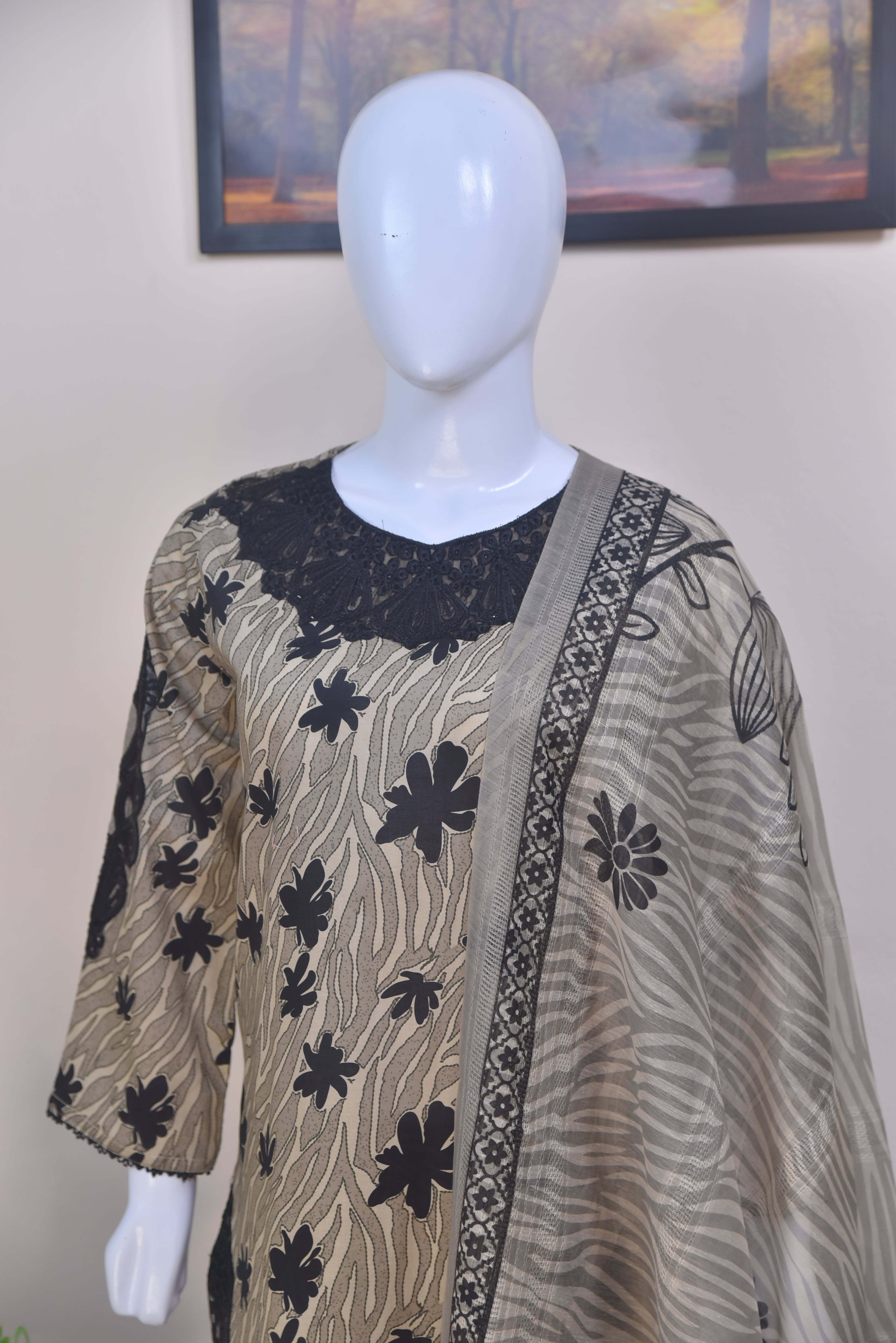Luxury Cotton 3-Piece Suit – Print & Embroidery Edition