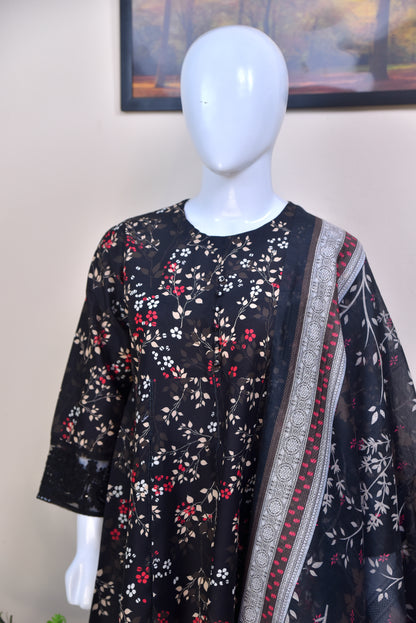 Luxury Printed Cotton 3PC with Lace Detailing