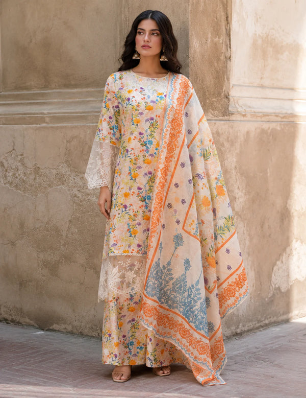 Luxury Embroidered Lawn 3PC with Organza Detailing