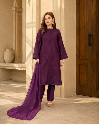 Midnight Ebony – Embroidered Floral Cotton Flapper Suit