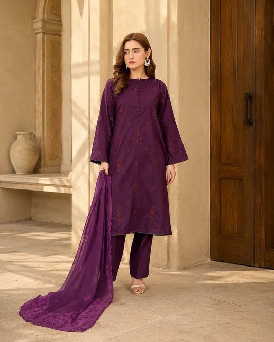 Midnight Ebony – Embroidered Floral Cotton Flapper Suit