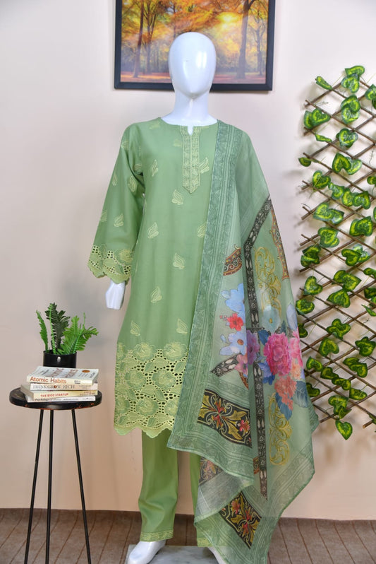 LUXURY CUTWORK & EMBROIDERED COTTON 3PC