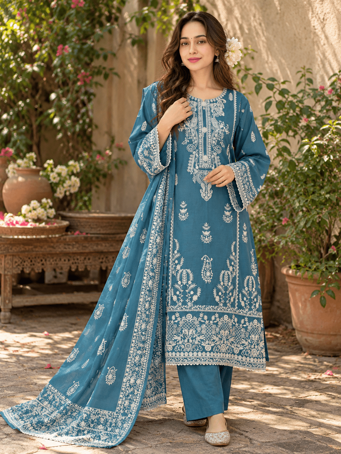 1 best ocean blue stitched suit