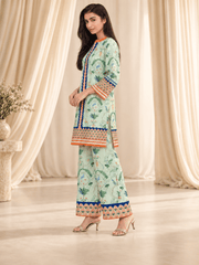 mint green printed stitched suit
