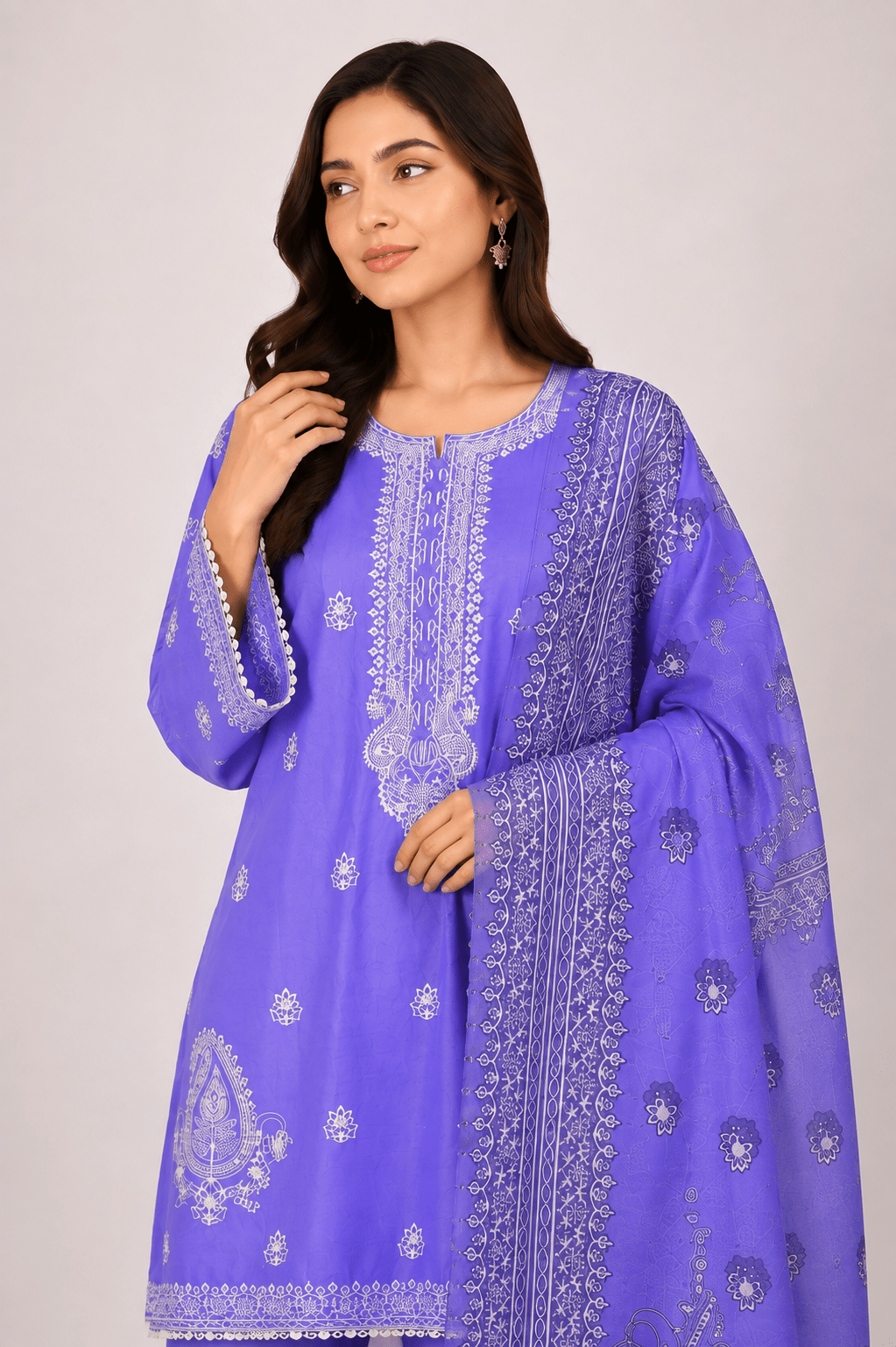 Lavender Embroidered Suit | 3-Piece - Rovaya