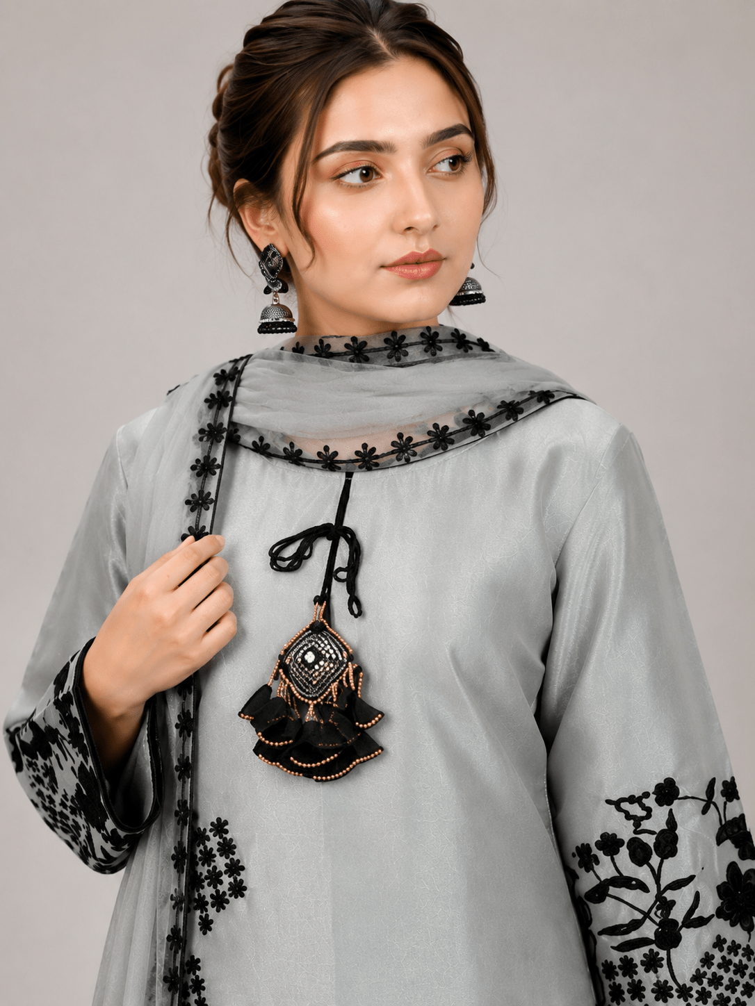 Grey Embroidered Suit | 3-Piece